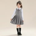 thumbnail image 5 of mgoYE Dress for Kids 10-12 Girls School Uniform Jumper Dress Solid Soft Sleeveless Crew Neck A-Line Pleated Dress(Grey,12-14 Years), 5 of 9