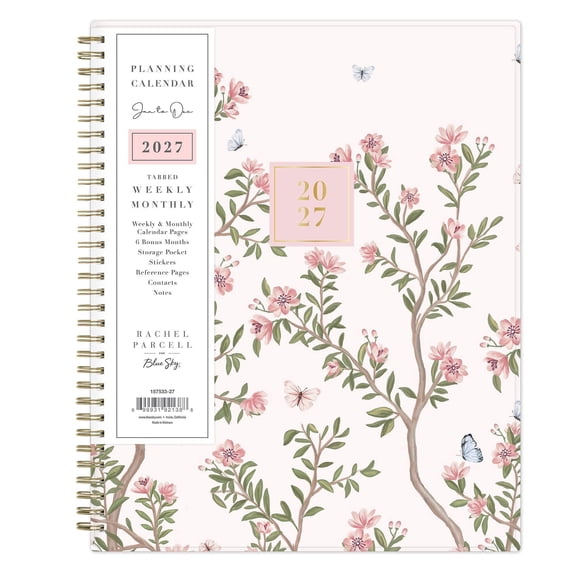 Blue Sky Rachel Parcell 2027 Weekly and Monthly Planner Calendar, January 2027 - December 2027, 8.5" x 11", Clear Pocket Cover, Durable Twin Wire Binding, Laminated Tabs, Pocket, Stickers, Cherie