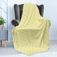 thumbnail image 4 of Floral Soft Flannel Fleece Blanket, Simple Style Geometric Shaped Monochrome Flowers in Continuous Pattern, Cozy Plush for Indoor and Outdoor Use, 50" x 60", White and Pastel Yellow, by Ambesonne, 4 of 5