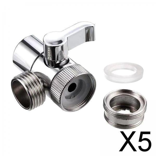 Paquete de 3-6 válvulas de 3 vías con adaptador en T de latón para desviador, rociador de bidé para baño e inodoro 5 piezas