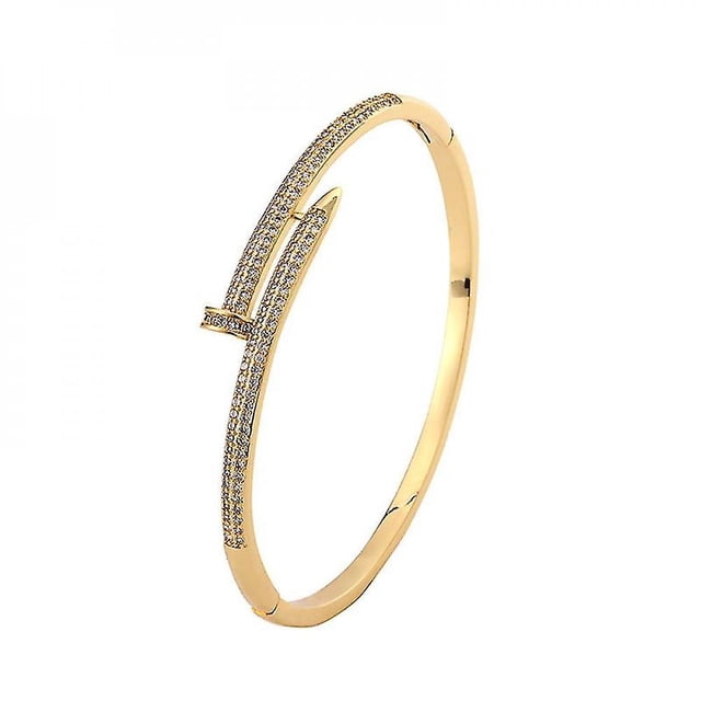 Pulsera de uñas LIUYMXG 2 piezas Juego Oro Plata con piedras de circonita cúbica