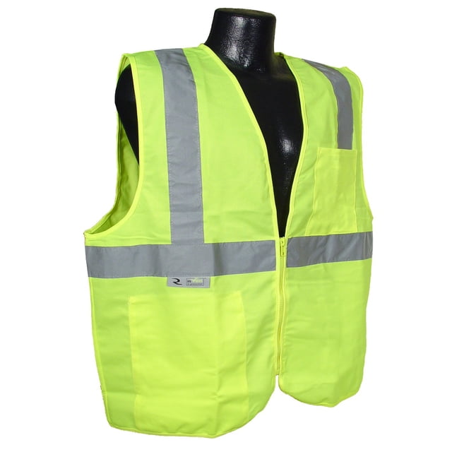 Radians SV2ZGSXL Polyester Solid Knit Economy Class 2 High Visibility Vest with Zipper Closure, X-Large, Green
