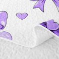 thumbnail image 5 of Manfei Purple Chic Bow Quilt King,Cute Loves Flowers King Coverlet Set,3 Pieces,1 Bedspread and 2 Pillowcases, 5 of 7