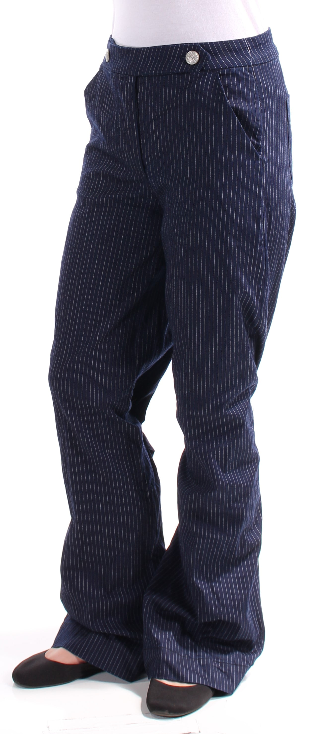 womens navy pinstripe pants