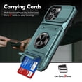 thumbnail image 1 of For Apple iPhone 16 Pro Phone Case with Finger Ring Holder Kickstand, Card Slots，Heavy Duty Shockproof Rugged Protective Working with Magnetic Car Phone Mount,Green,For iPhone 16 Pro, 1 of 7