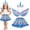 Blue Unicorn, variant on Unicorn Costume Kids Tutu Skirt for Girls with Unicorn Wings Headband Unicorn Dress for Birthday Outfit Christmas New Year Cosplay