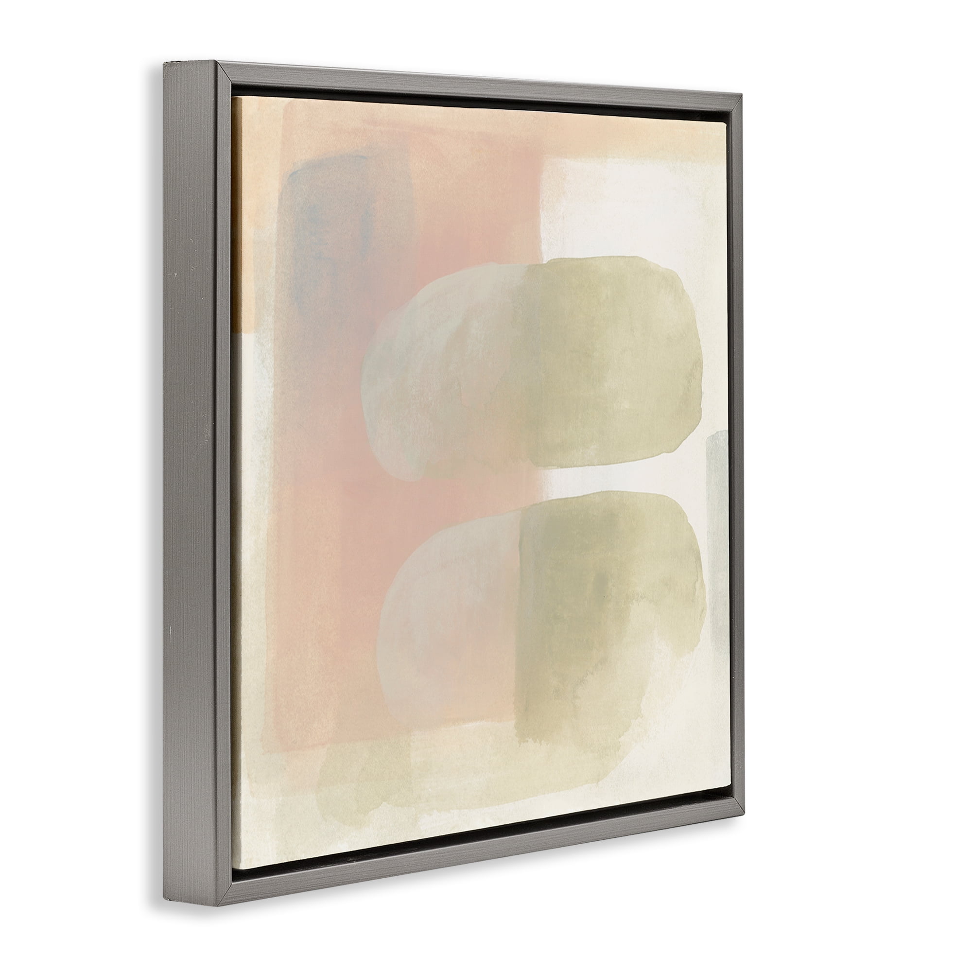 Stupell Industries Two Oval Shapes Abstract Painting Gray Floater Framed Canvas Art Print Wall Art, 25 x 25