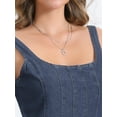 thumbnail image 5 of INSPIRE CHIC Women's Denim Dress Square Neck A-line Casual Tank Mini Dress XS Dark Blue, 5 of 6
