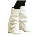 thumbnail image 5 of OKBOP Women's Knee High Boots Zip-Up Pointy Toe Slouch Buckle Strap Low Heel Boots for Fall Winter Boots Sizes 42, 5 of 5