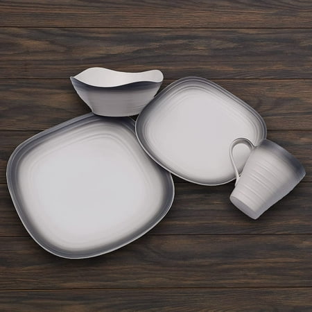 

Swirl Square Graphite 16 Piece Dinnerware Set Service for 4