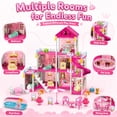 thumbnail image 4 of JoyStone Dollhouse, 8 Rooms Playhouse with Dolls Playset with Furniture&Light Strip& Rotating Slide, Gift Toy for Kids Ages 3-8, 4 of 8