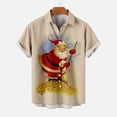 thumbnail image 2 of IROINNID Christmas Funny T-Shirt for Men Xmas Print Button Up Tops Vacation Holiday Gift Hawaiian Shirt,Khaki, 2 of 5