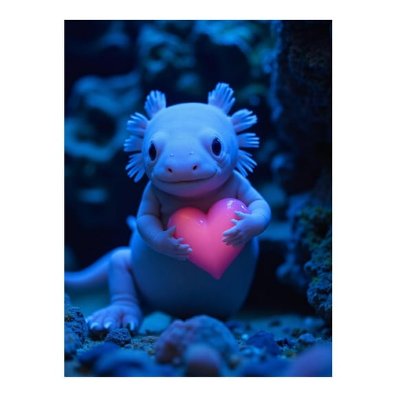 Diamond Art Kit for Adults, Blue Axolotl With Heart Charm Diamond Painting for Adults Beginners, 5D DIY Diamond Art Painting Kits, Colorful Diamond Painting Craft for Home Decor 12x16
