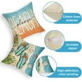 thumbnail image 3 of Summer Hello Sunshine Decorative Throw Pillow Covers 20x20 Set of 4, Beach Please Coastal Flip Flops Blue Orange Cushion Case Decor, Nautical Palm Leaves Seasonal Home Decoration for Sofa Couch, 3 of 5