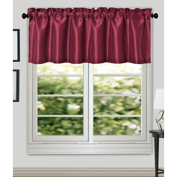 Aiking Home (Pack of 2 ) Solid Faux Silk Window Valance, 56 By 16 Inches, Burgundy