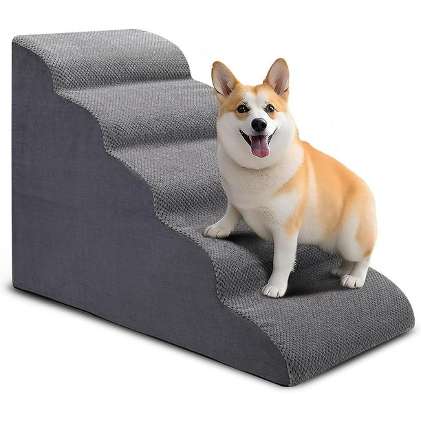 Escaleras para perros para camas altas Escalones para perros de 5 escalones para perros pequeños y gatos Escaleras curvas para mascotas para subir a camas altas Escaleras interiores antideslizantes y