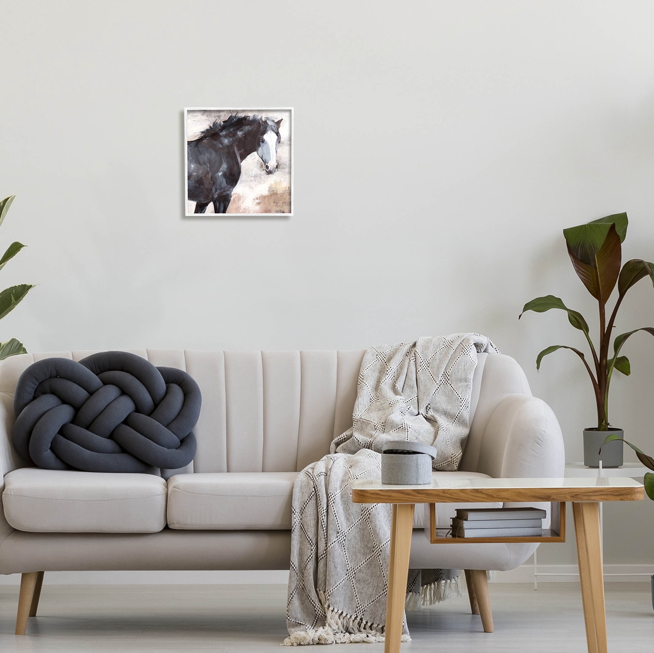 Stupell Industries Breezy Country Stallion Horse Painting Painting White Framed Art Print Wall Art, Design by Nina Blue