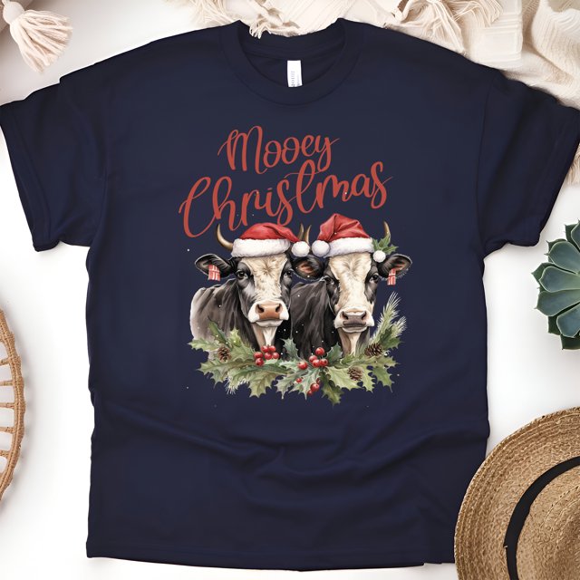 Moo Cow Shirt | Cute Farm Animal Graphic Tee for Country Lovers, Navy, Size XL