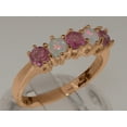 thumbnail image 2 of LBG British Made 18k Rose Gold Real Pink Tourmaline & Opal Womens Eternity Ring - 33 size options - Size 8.25, 2 of 6