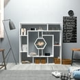thumbnail image 2 of Labrina Geometric Open Shelves Bookcase, White, 2 of 5