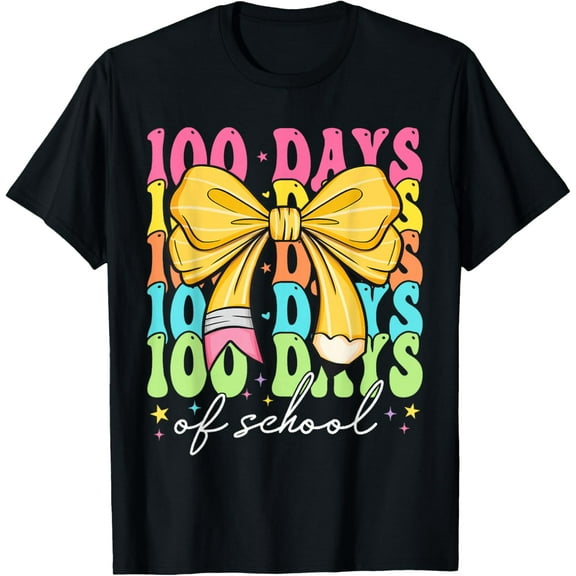 100 Days of School Coquette Bow 100th Day of School T-Shirt Shirts