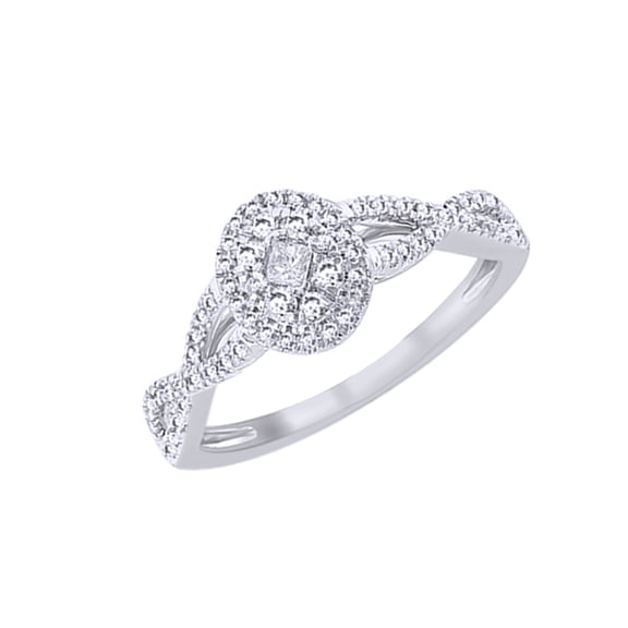 AFFY White Natural Diamond Promise Ring In 10k White Gold (0.33 Cttw)