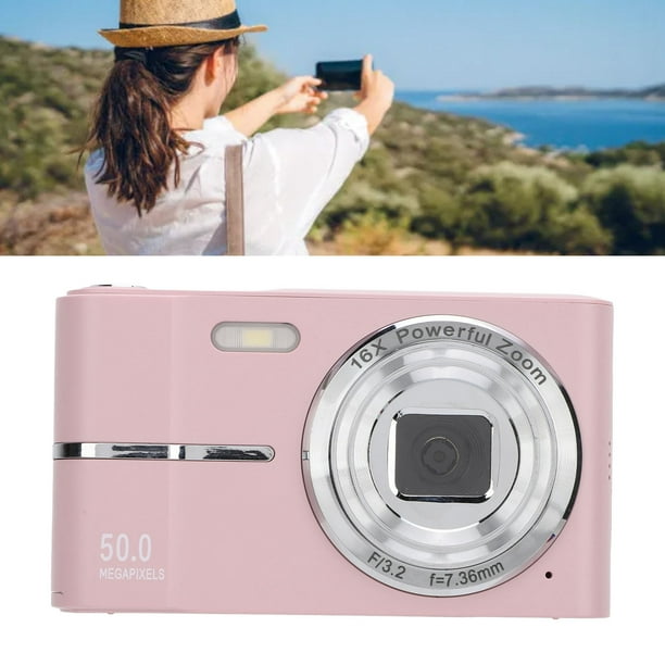 Cámara Digital De Bolsillo, 16:9 50MP 1080P FHD Cámara De Video Digital De Apuntar Y Disparar, Enfoque Automático AF, Zoom 16X Cámara Pequeña Compacta Cámara De Vlogging LCD