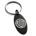 thumbnail image 1 of Stainless Steel Celtic Triskele Triskelion Circle Knot Engraved Small Oval Charm Keychain Keyring, 1 of 1