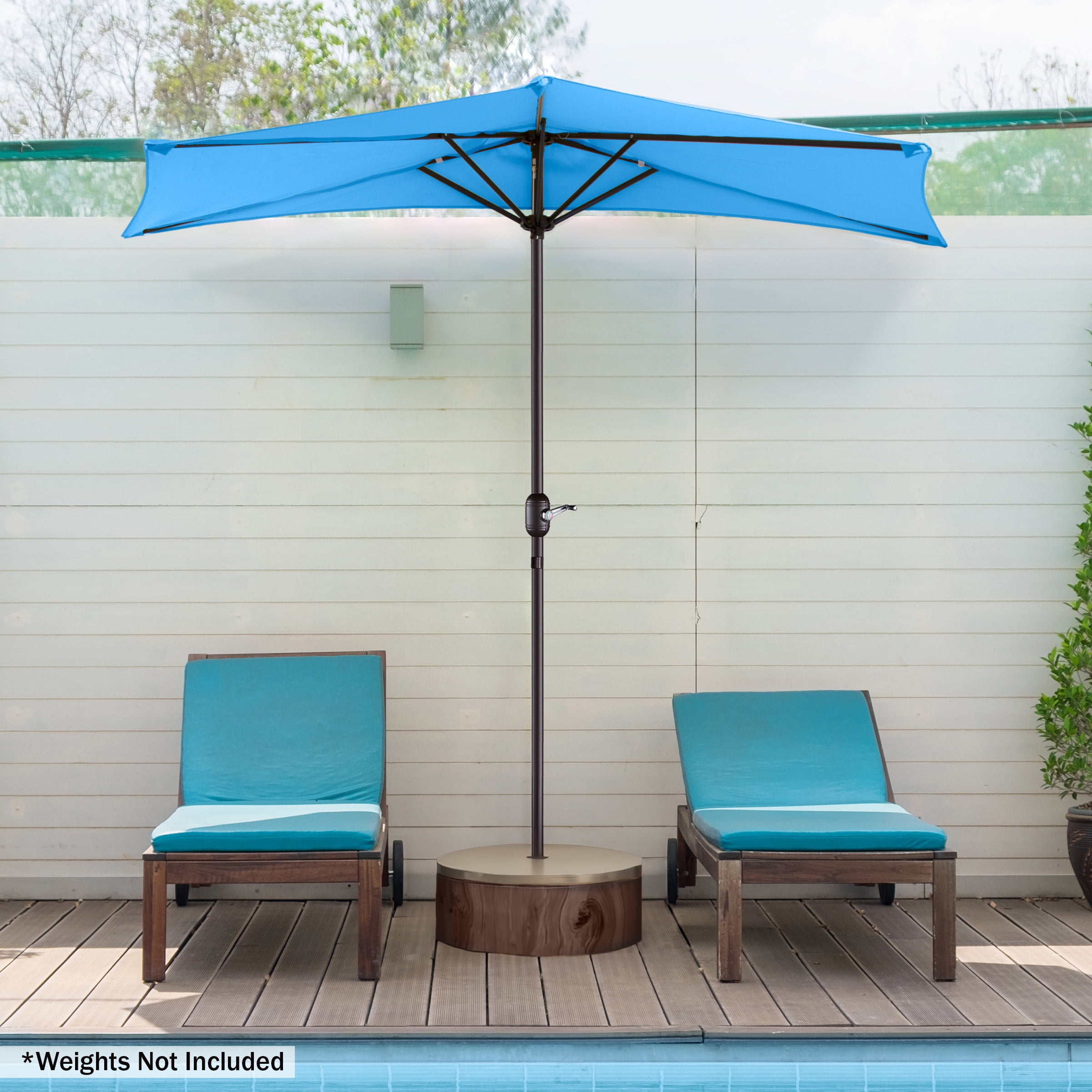 Villacera 9FT Outdoor Half Patio Umbrella - Balcony Furniture, Blue
