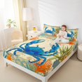 thumbnail image 4 of jejeloiu Blue Crab Pattern Full Size Sheets,Ocean Sea Sealife Bed Sheets,Orange Coral Shell Sheet Sets For Children,Breathable Home Decor,4 Pieces, 4 of 7