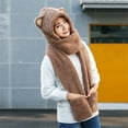 thumbnail image 2 of GPOECD Winter Hat with Scarf and Gloves Set for Women Cozy Lined Ear Cold Weather Accessories Khaki,One Size, 2 of 7