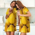 thumbnail image 4 of Vsdgher Chemise de Nuit à Manches Courtes Motif Citron Jaune Mûr pour Femmes, Col Rond, Mignonne, Confortable, 4 of 6