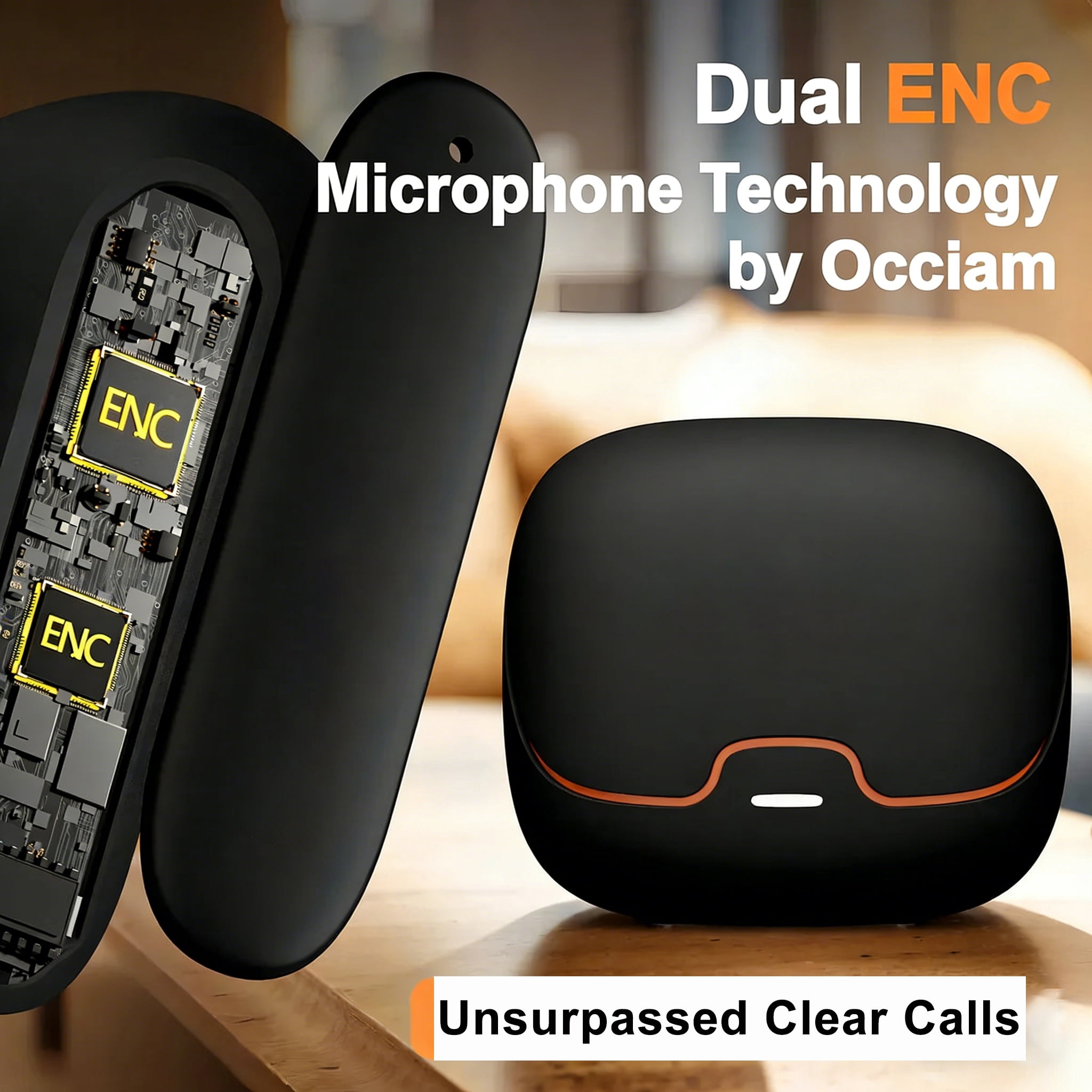 Wireless Earbuds, Wireless Headphones HiFi Stereo Earphones with 4 ENC Noise Canceling Mic, 70Hs Playtime In Ear Earbud Waterproof, Bluetooth 5.3 Sport Earphones for Android iOS Black