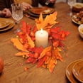 thumbnail image 5 of ICQOVD Halloween Thanksgiving Candle Ring Wreath Artificial Pumpkin Maple Leaf Tabletop Fall Harvest Decoration, 5 of 9