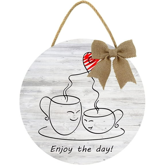 Eveokoki 12" Coffee Bar Wall Signs Decor, Coffee Enjoy The Day Sign, Farmhouse Wood Coffee Signs Coffee Bar Decor for Coffee Station, Coffee Lover Gift