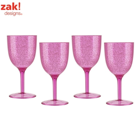Zak Designs Spritz Plastic Wine Glasses 11 oz. Pink , 4-piece (Best Price Wine Glasses)