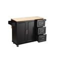 thumbnail image 5 of Kitchen Island & Kitchen Cart, Mobile Kitchen Island with Extensible Rubber Wood Table Top,adjustable Shelf Inside Cabinet,3 Big Drawers, with Spice Rack, Towel Rack, Black-Beech Black, 5 of 9