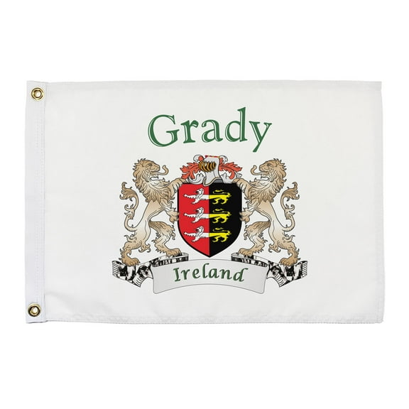 Grady Irish Coat of Arms Small White Flag - 16"x10.5" inches