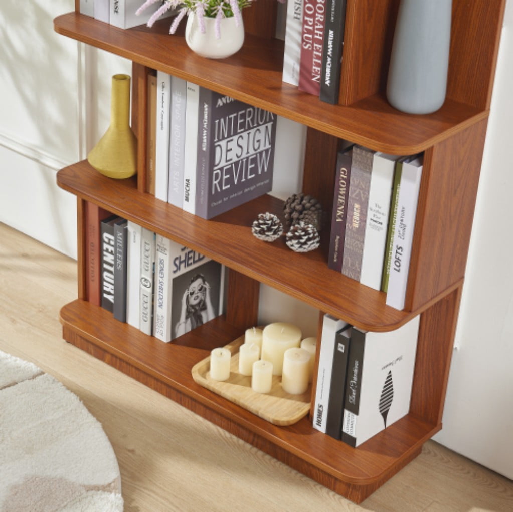 5-Tier Bookshelf, 31.5" Wide Modern Open Bookcase with 30" Shelf Clearance, Free Combination Storage Shelves, MDF Display Rack for Living Room, Bedroom & Home Office, Dark Oak