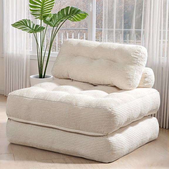 Folding Sofa Bed, Convertible Sleeper Chair for Adults, Foam Filling Couch with Pillow, Single Size Floor Mattress Sleeper Chair
