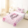 thumbnail image 5 of Erosebridal Pink Cheetah Pattern Twin Sheet Sets For Bowknot Girls,Chic Leopard Letter Q Initial Print Bedding 3-Piece, 5 of 6