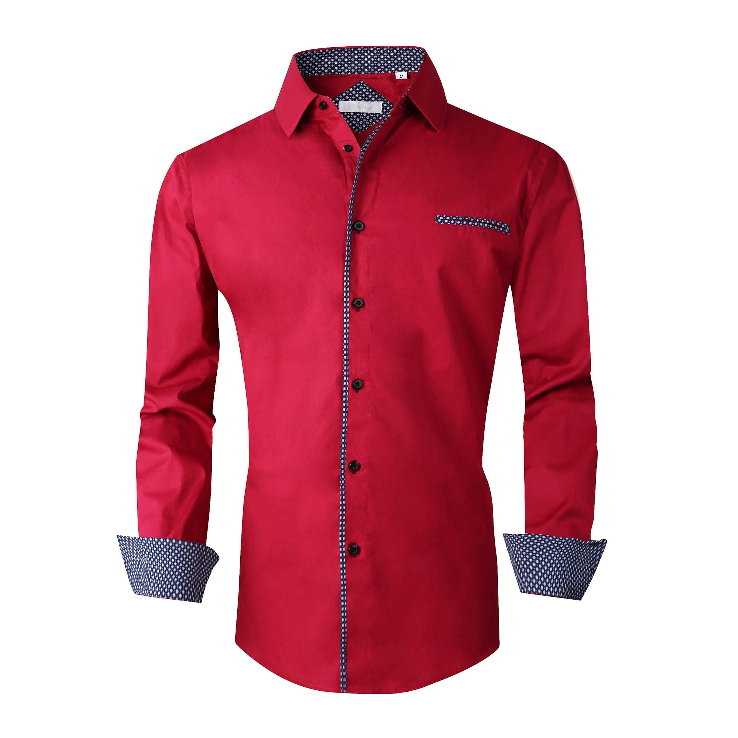 Damipow Mens Dress Shirt Regular Fit Long Sleeve Button Down Shirts for