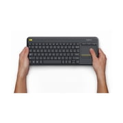 Logitech K400 Plus Wireless Touch TV Keyboard With Easy Media Control and Built-in Touchpad, HTPC Keyboard for PC-connected TV, Windows, Android, ChromeOS, Laptop, Tablet