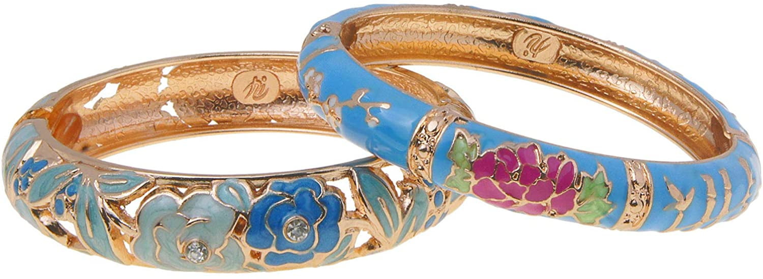 Details about   Cuff Bracelet Floral Cloisonne Enamel Hinged Brass Metal Butterfly Vintage 