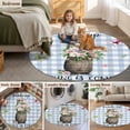 thumbnail image 6 of Blue Plaid Groundhog 3ft Area Rug, Spring Floral Butterfly Botanical Washable Non-Slip Small Round Rugs for Entryway Bedroom Kitchen, Soft Circle Carpet for Dining Room, Playroom Nursery Rug, 6 of 9