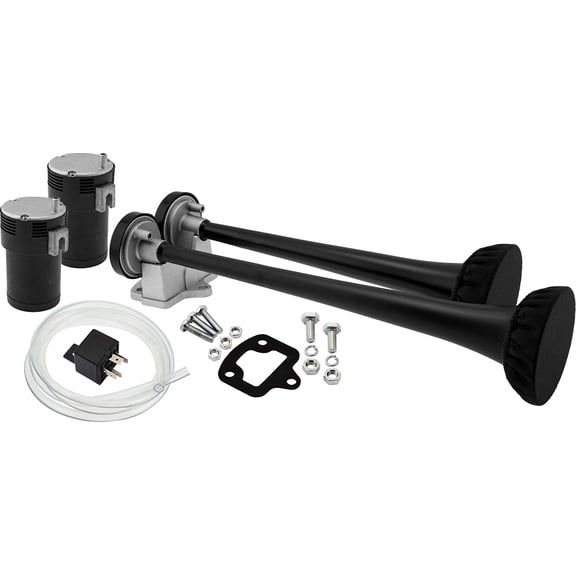 Vixen Horns 2-Trumpet Air Horn Kit with Air Compressors & Covers VXH2112B/P