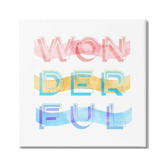 Stupell Industries Wonderful Stripes Text Graphic Art Gallery Wrapped Canvas Print Wall Art, Design by Daphne Polselli