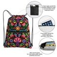 thumbnail image 4 of Wukai Colorful Floral Embroidery Mexican Waterproof Drawstring Backpack with Zipper Pocket,Large Foldable Gym Bag for Women and Men, Perfect for Sports, Yoga, and Travel, 4 of 8