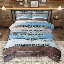 Homewish Rustic Lake House Full Size Comforter Sets for Adult, Blue Brown Wooden Plank Bedding Comforter Set, Countryside Theme Reversible Bedding Sets, Super Cozy Room Decor, 3 Pieces