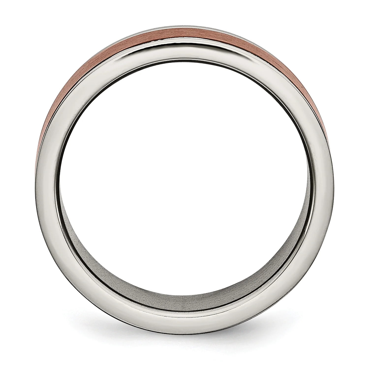 Titanium Grooved Edge 8mm Brown IP-plated Brushed/Polished Band